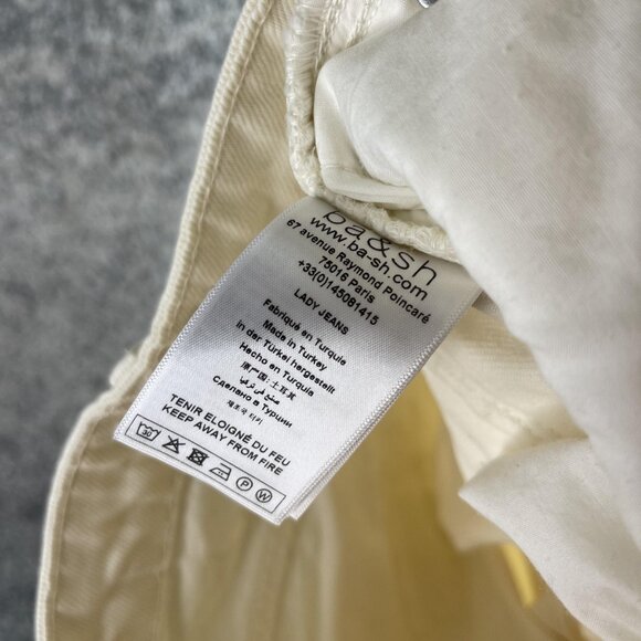 ba&sh Jeans Womens XS US 2 White High Rise Button Fly Slim Denim Pants 1E22AMBE - Picture 9 of 10